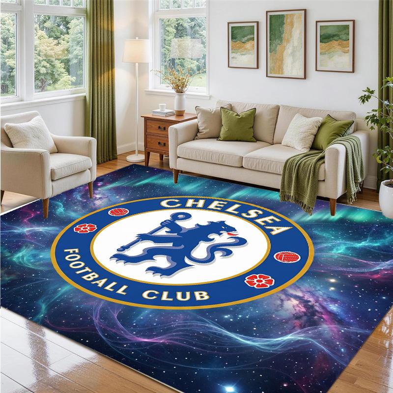 Chelsea FC Design Crystal Velvet Rug Soft Decorative Mat for Bedroom Entrance