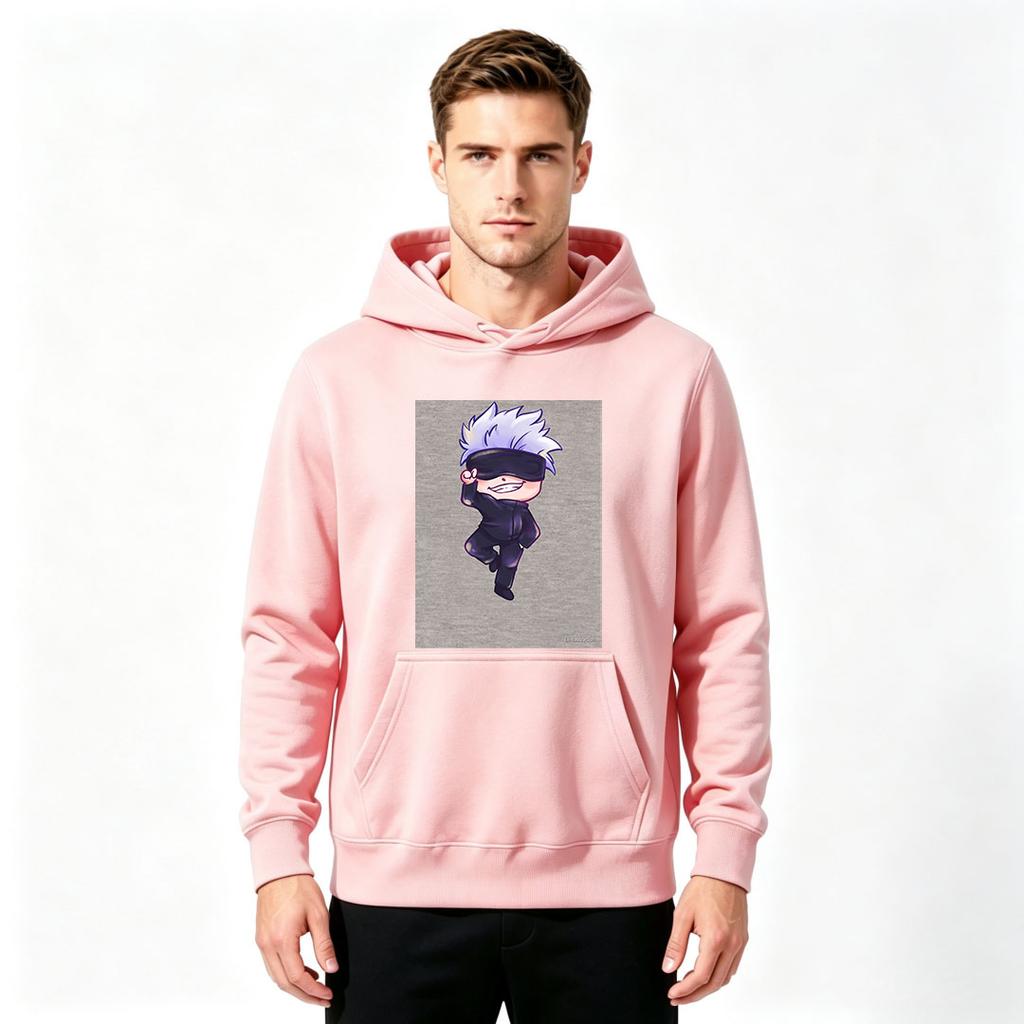 Men Chibi Anime Character Print Long Sleeve Pullover Hoodie Casual Loose Sweatshirt