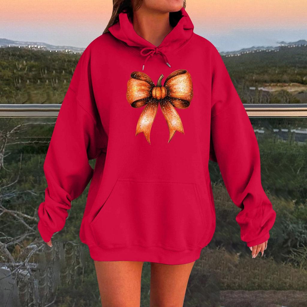 Women's Long-sleeved  Oversized Dropped Shoulder Sleeves Women's Hooded Halloween Print Plush Sweatshirt