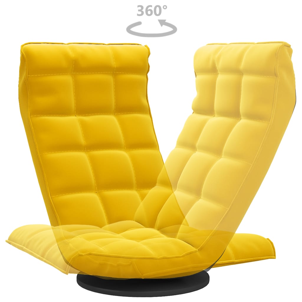 Floor Chair Swivel Yellow Velvet
