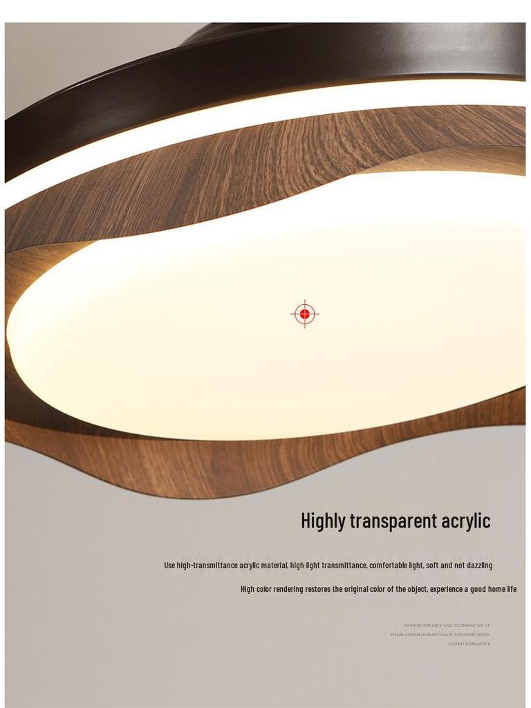 Chinese Style Silent Ceiling Fan with Light - Walnut Finish, Retro Design, High-End, Large Airflow for Bedroom or Restaurant.