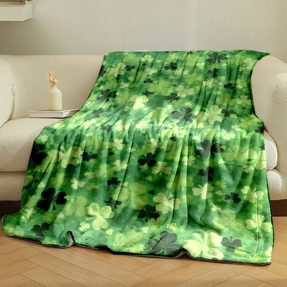 Green Shamrock Pattern Blanket Print Blanket Soft and Cozy Perfect for the Living Room Bed Sofa or a Nap,gift