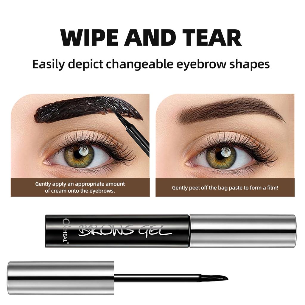 Ocheal Gel Tatuaggio Sopracciglia Facile da Staccare Tinta Gel Sopracciglia Semi-Permanente Impermeabile Lunga Durata Marrone Nero Mascara 3D Sieri