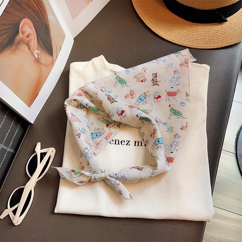 

Женская милая пасторальная ретро квадратная бандана с граффити собаки для весны/лета