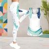 Women Plus Size Two Piece Set Scoop Neck Sleeveless Tank Top White Blue Green Printed Fitted Pants