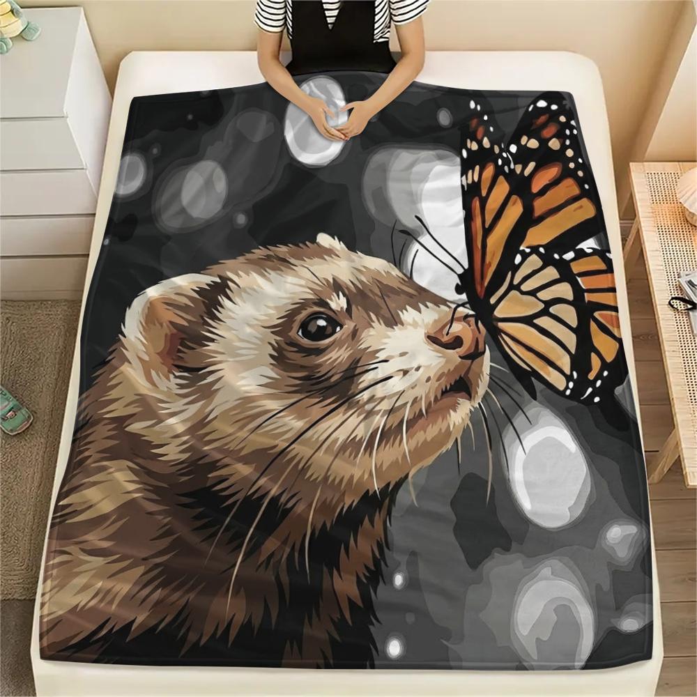 

1PC Watercolor Pet Art Print Flannel Blanket, High quality All Seasons, Home Decor, Warmth and Comfort, Perfect for Christmas Gifts 80cm x 120cm