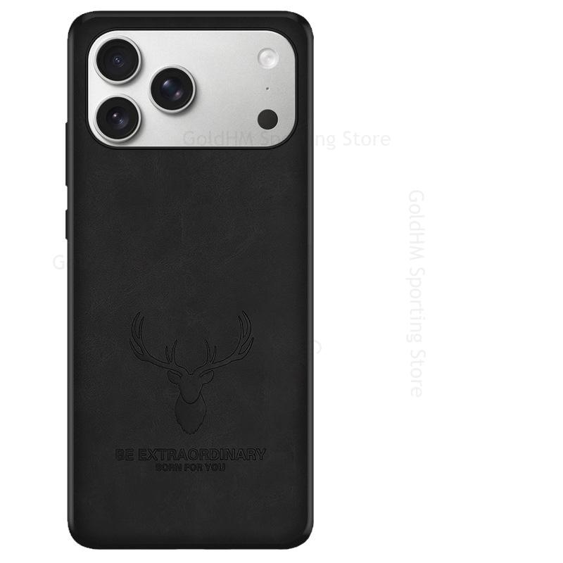 

Чехол для iPhone 17 Pro Max 3D Мультяшная Голова Лось Олень Кожаный Телефон Противоударный Чехол для Apple 17 Air 16e 15 16 Pro Max Мягкий Силиконовый Бампер для Телефона For iPhone 17 ProMax