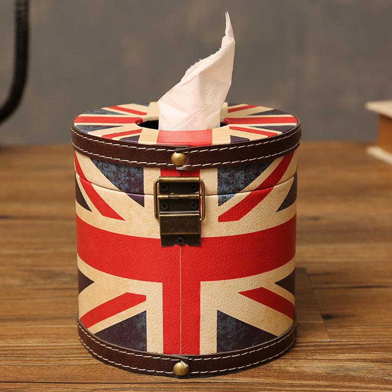 Große zylindrische Reisfahnenrolle Taschentuchbox Europäisch Kreativ Zuhause Retro Serviettenbox Auto Serviettenhalter Auto Taschentuchhalter