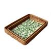 2pcs Rectangular Weaving  Storage Tray Handmade Fruit Dish Basket  Organizer Tray