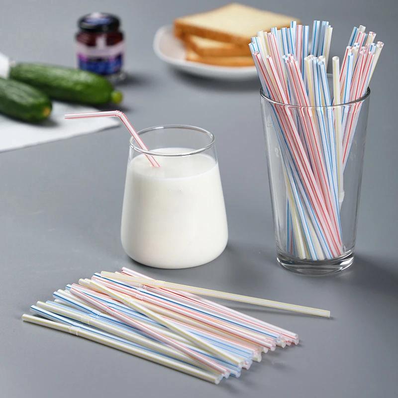 Disposable Plastic Curved Drinking Straws Reusable Child Straw For Drinks Colorful Drinking Tube Multi-time Straw Party Supplies
