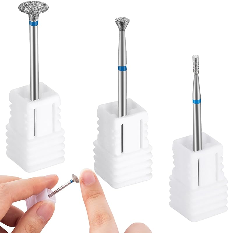 3 Pcs Nail Drill Bits, Cuticle Bit for Nail Drill, Diamond Nail Drill Bits for Nail Art, Dead Skin, Nail Polishing