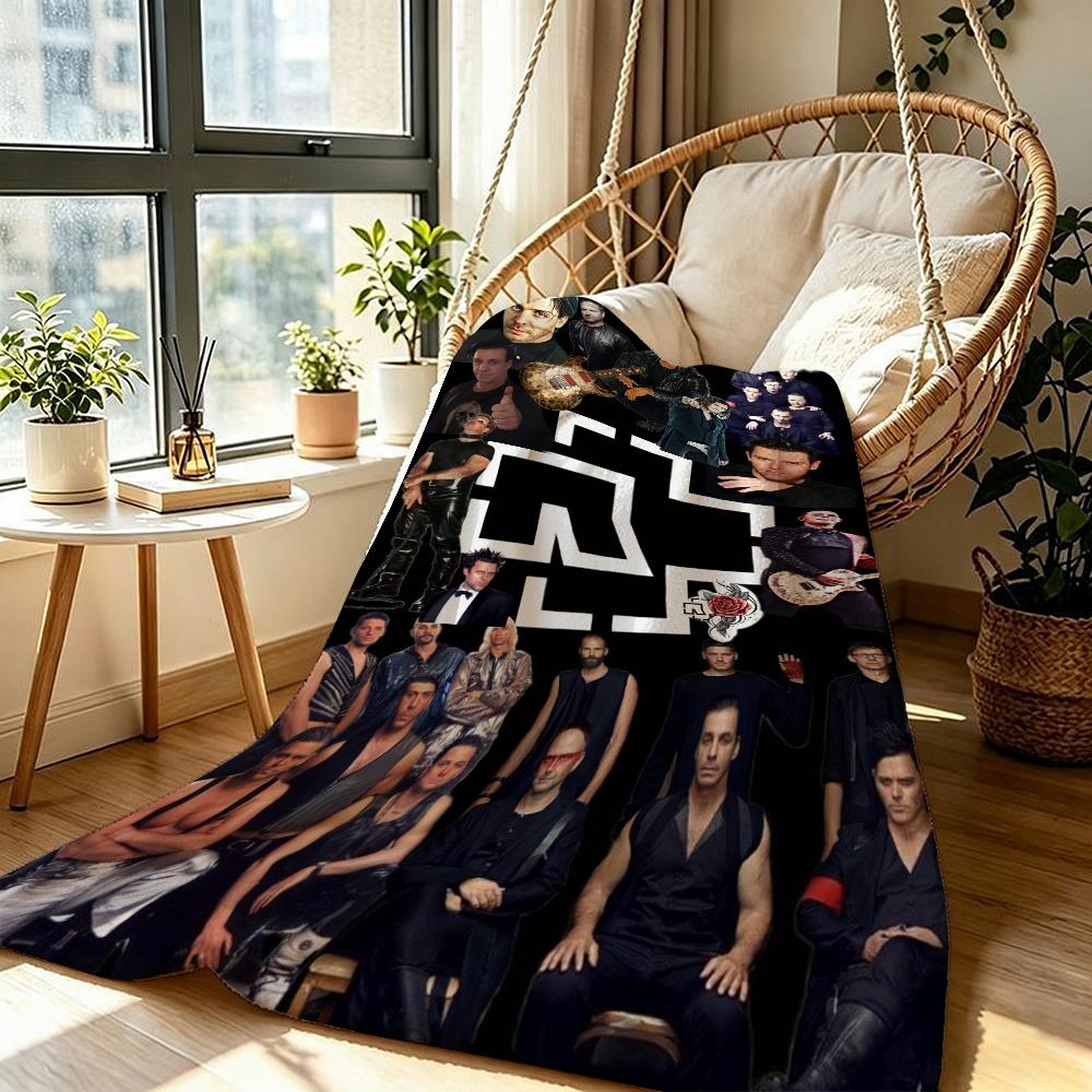 Rammstein Dark Industrial Band Portraits Theme Blanket Skinfriendly Warm Throw Blanket For Bedroom Bed Sofa Lightweight Home Decor Halloween Gift
