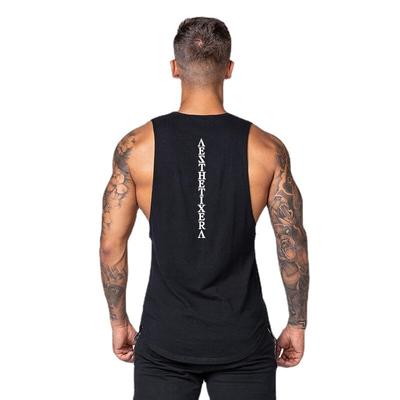 Erkek Geniş Omuz Spor Kolsuz Tişört Bol Fitness Eğitim Yeleği Spor Giyim