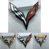 Elegant Zinc Alloy Metal Crossed Flag Emblem For Corvette C7 Stingray Badge