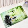 Zen Green Bamboo Bath Mat Set Natural Orchid Flower Black Stone Plant Home Carpet Bathroom Decorative Floor Rug Toilet Lid Cover
