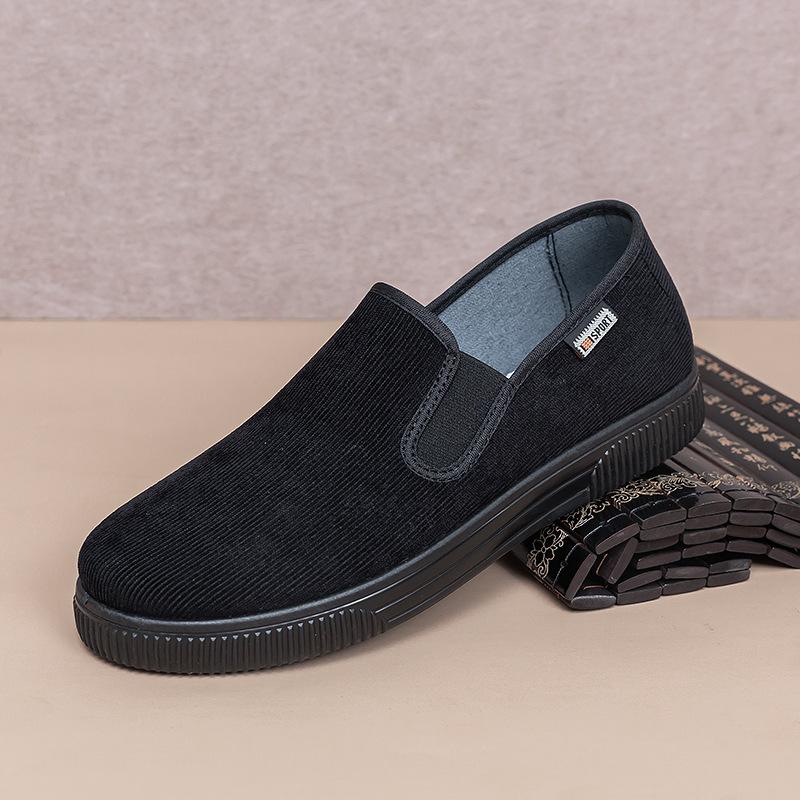 

Обувь мужская весна 2025 года новая универсальная мужская обувь из старой пекинской ткани ленивая модная повседневная мужская обувь 38 чёрный