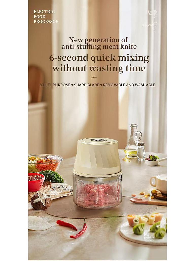 Portable Wireless Electric Meat Grinder & Garlic Masher - Mini Automatic Blender for Baby Food Processing
