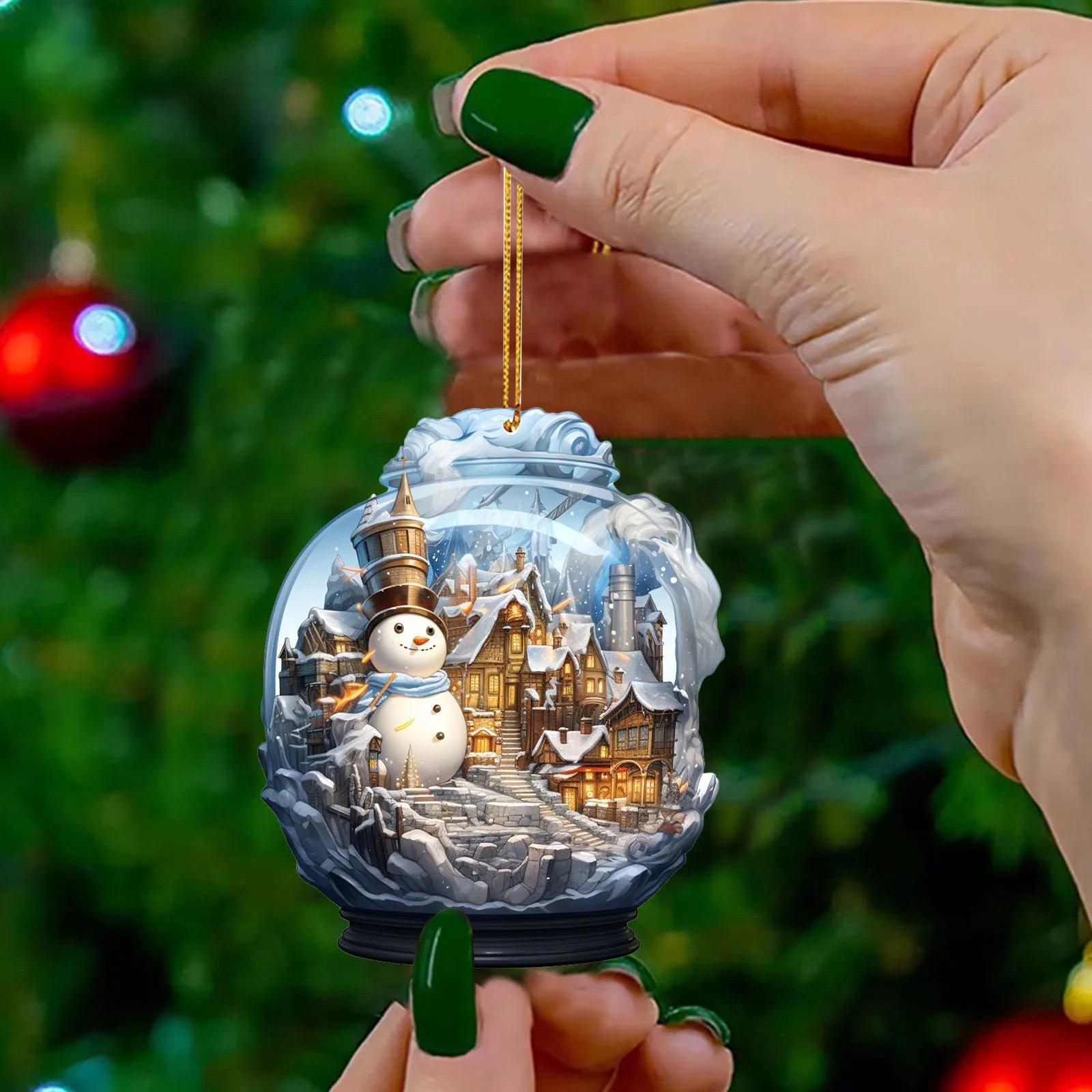 Schneemann Schneeflocke Acryl-Anhänger: Einzigartige Weihnachts- und Neujahrsdekorationen