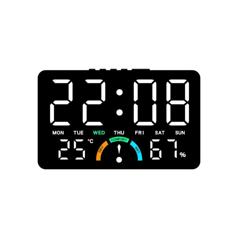 Modern Minimalists Design Electronic Clock Large Screen Display Indoor Thermometers Hygrometer Wall Mountable Tabletop