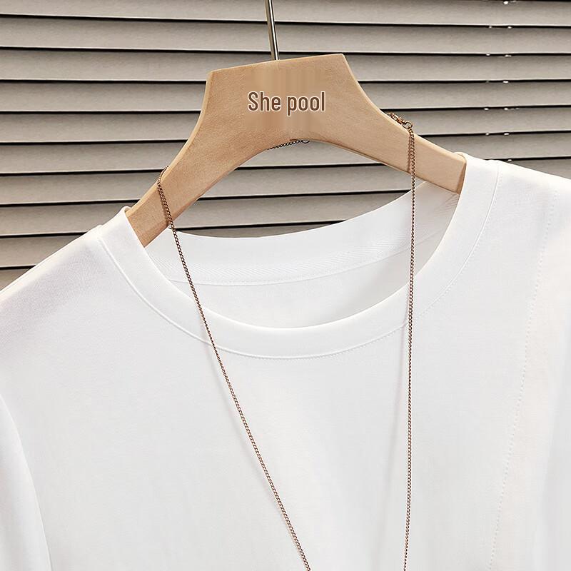 Damen-T-Shirt mit Spitzen-Patchwork, kurzärmelig