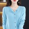 Damen S Rundhals Gestrickter Cardigan Langarm Herbst Oberbekleidung