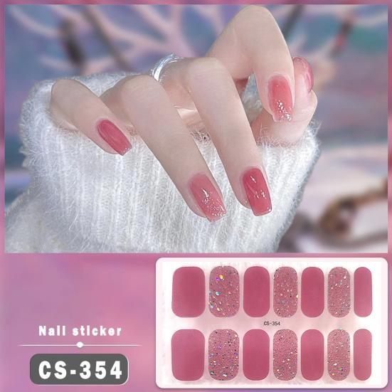 1 Sheet Gel Nail Strip UV Free Easy Apply Remove Self-adhesive Nail Sticker Long Lasting Waterproof Quality Glitter Solid Color Decorative Nail Wrap