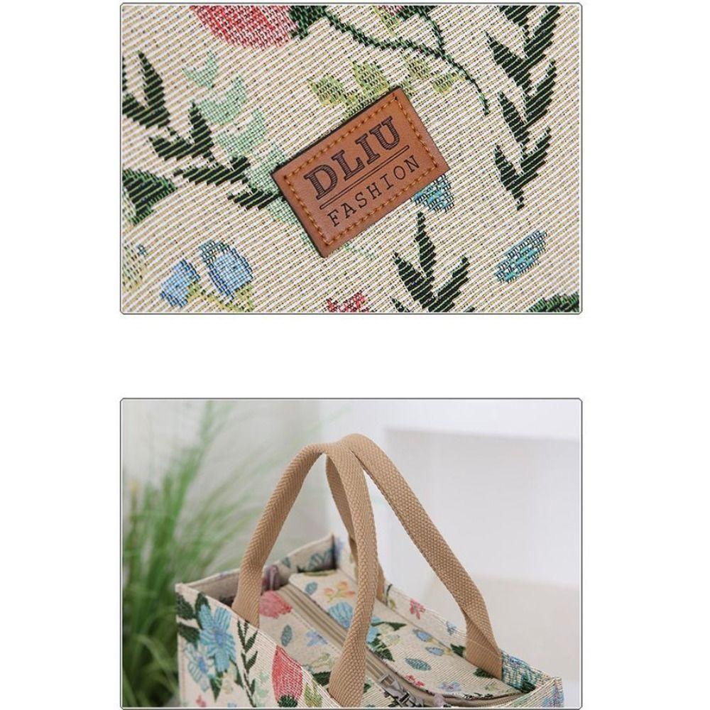 New Handbag Floral Print Lunch Bag Large Capacity Thermal Thickened Thermal Insulation Bag Waterproof Insulated Bag Women