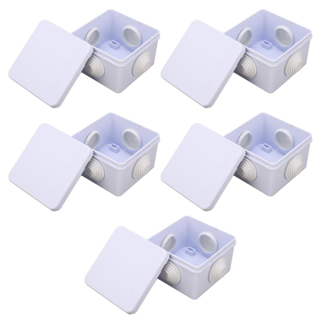 5Pcs Plastic Waterproof Cable Box with Rubber Plug IP55 Waterproof Plug Junction Wire Box
