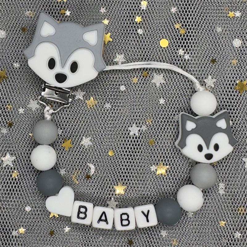 Free Personalised BPA Free Silicone Baad Dummy DIY Silicone Baby Pacifier Custom Clip Name Colorful Pacifier Chain Teething Gift