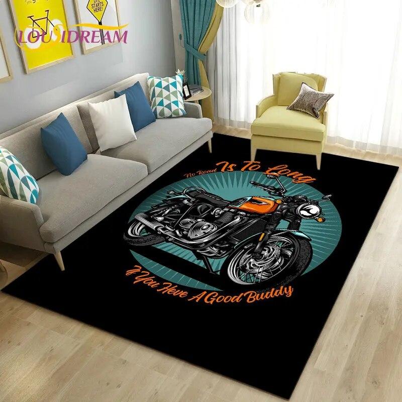 3D Retro Vintage Motorcycle Area Rug Large,Carpet Rug for Living Room Bedroom Sofa Decoration,Doormat Kitchen Non-slip Floor Mat