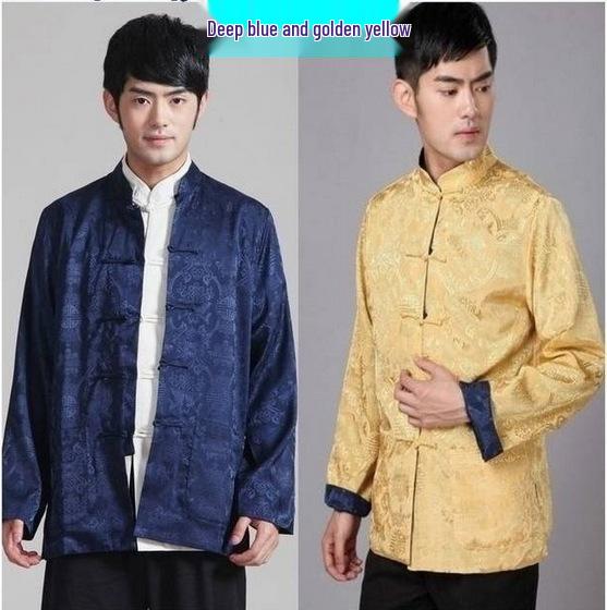 Men's Double-Sided Golden Tang Suit: Long-Sleeved Top for Spring/Autumn Photography