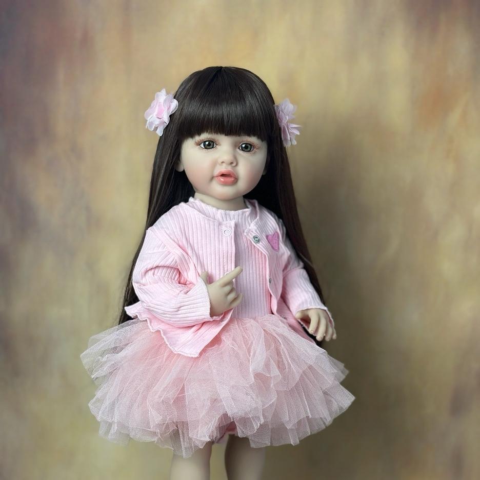 

55 см може стояти лялька Reborn Baby, реалістична дівчинка, повна м’яка силіконова принцеса для малюків, подарунок на день народження