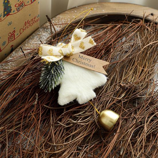 Christmas Wind Chime Ornament Plush Furry Tree Bell Pendant Decorative Doorbell Ornament for Tree Car Home Holiday Decor