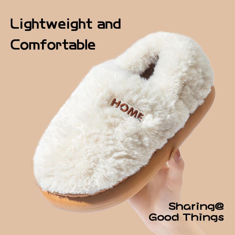 Cotton Slippers Women's Winter Bag Heel Home Warm and Non Slip Plush Cotton Shoes for Men Wearing Outside