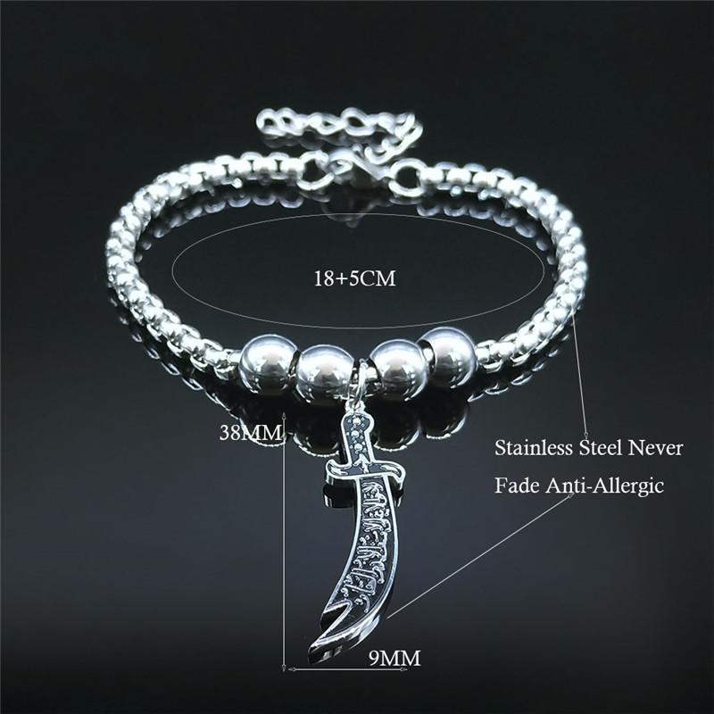 Collar con Cadena de Acero Inoxidable para Hombre, Espada Zulfiqar del Imán Ali Árabe, Cuchillo Musulmán Islam, Joyería de Accesorios Islámicos N558S01