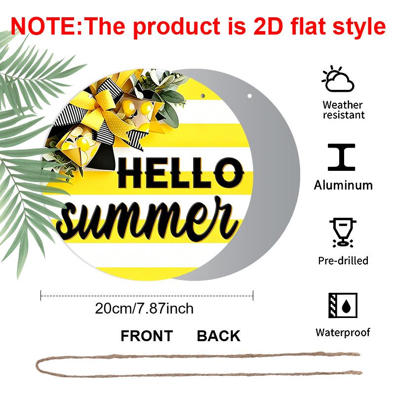 2D Flat Retro Round Aluminum Wall Panel, Multi-Size Fresh Summer Decor, Indoor Outdoor Hanging Art for Home Cafe Bar, Keepsake Gift