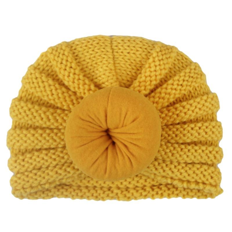 New new children's hats, baby solid color donut wool hats, Indian pullover hat dome