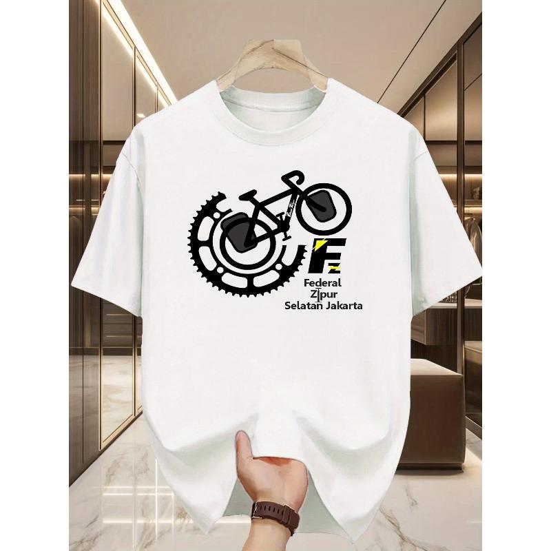 Bicycle-Themed Men'S Round-Neck T-Shirt Is a Must-Have Fashion Item for Cycling Enthusiasts