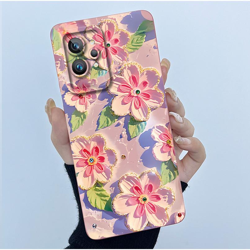 Case For Realme GT 2 Pro 5G RMX3301 Cover For OPPO Realme GT2 Pro Case Simplicity flower Soft Silicone Shockproof Phone Funda