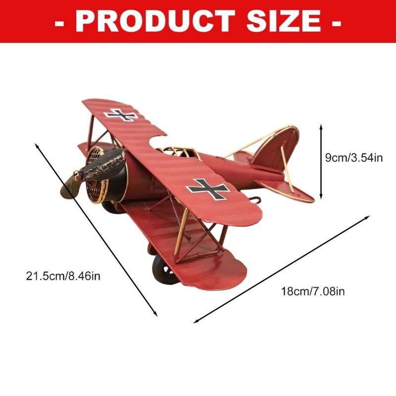 652F Metal Iron Aircraft Biplane Model Hanging Plane Handicraft Ornament Photo Props
