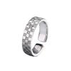 Adjustable Geometric Chessboard Ring Men Women Copper Band Vintage Style Minimalist Statement Jewelry