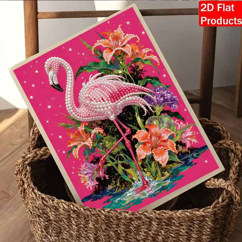 DIY Flamingo Pearl Art Painting for Home Wall Decor Pearl Gem Paintings Picture Arts Craft  for Adults/Beginners Gift Idea Home Decor Without Frame