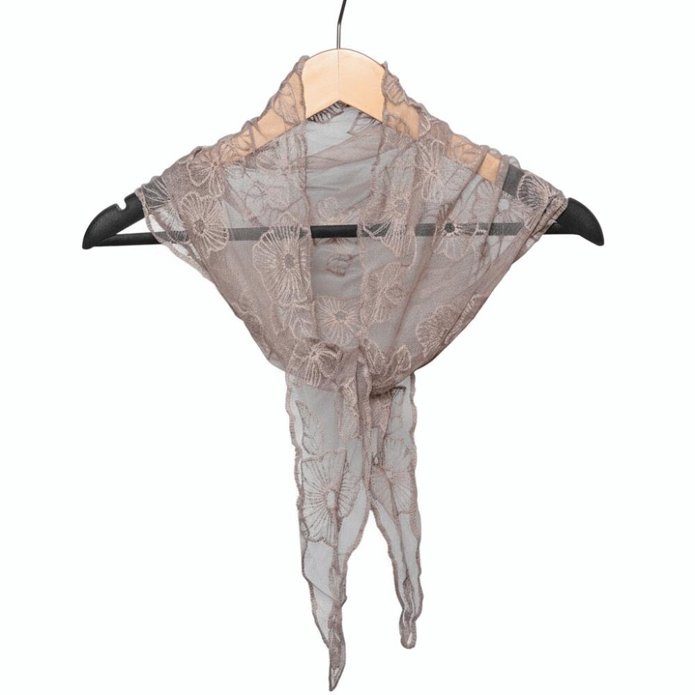 Casual Embroidered Flower Lace Scarf Breathable Mesh Lightweight Female Headscarf Triangle Scarf Women хаки