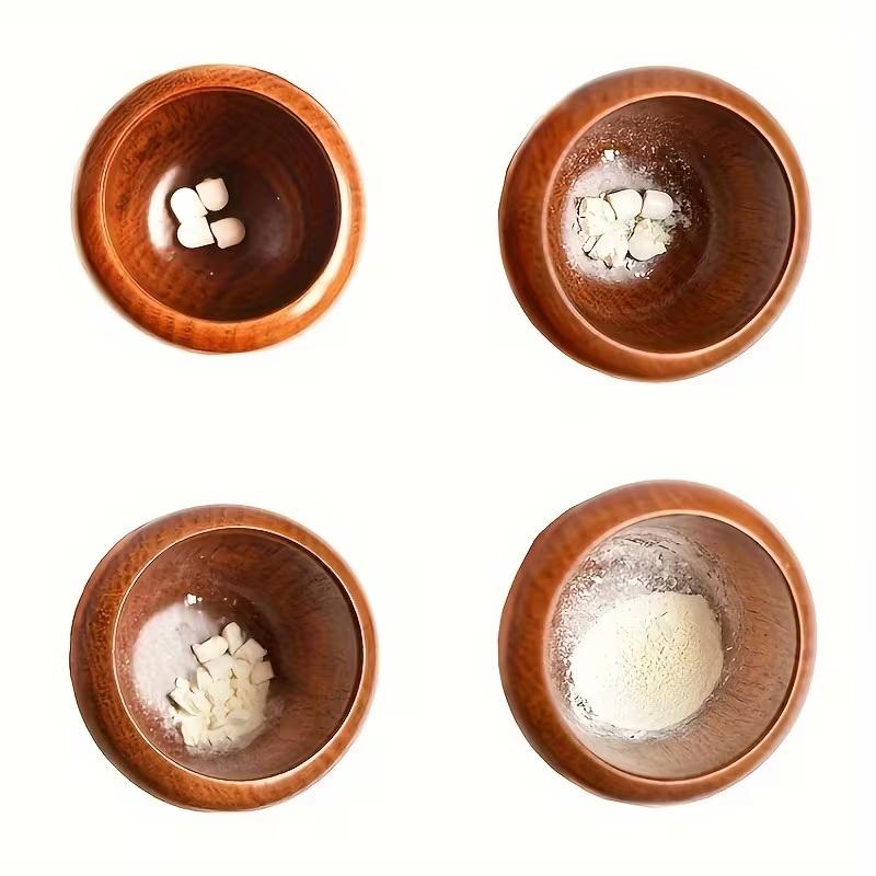 Hölzerne Mahlschüssel, Haushalt, Küche, manuell, Knoblauch, Ingwer, Gewürze, Mühle, Mörser, Stößel