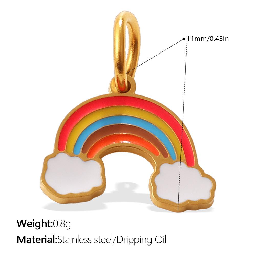 Cute Colorful Oil Dripping Small Pendant Multi-Style Cartoon Pendant Rainbow Smiley Face Love Diy Jewelry Accessories