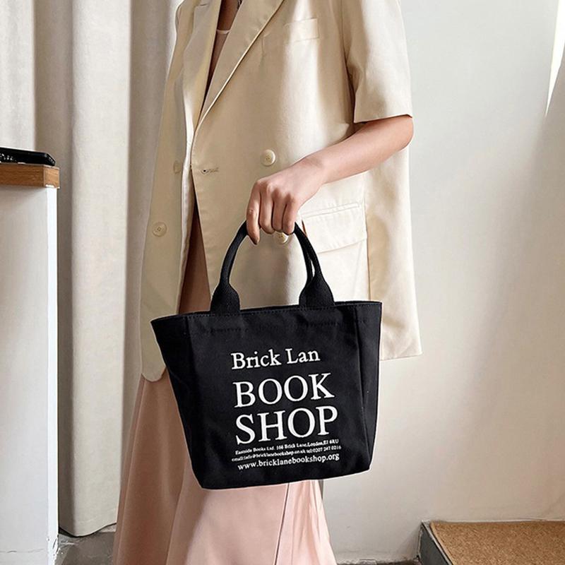 Small /Large Canvas Lunch Box Lady Food Storage Bags Lunch Bag Handbag Pouch Picnic Tote Small Handbag Dinner Container