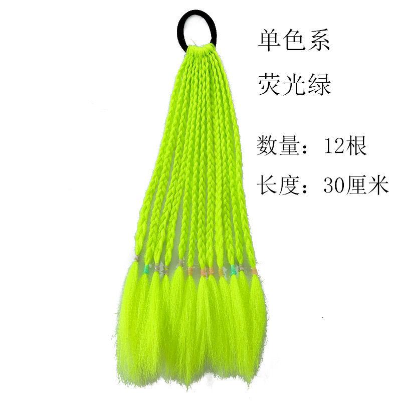 Children's Wig Dreadlocks Hair Accessories Bow Tie Style Colorful Braided Hair Ties Girls' Short Stage Cute Ombre Ponytail