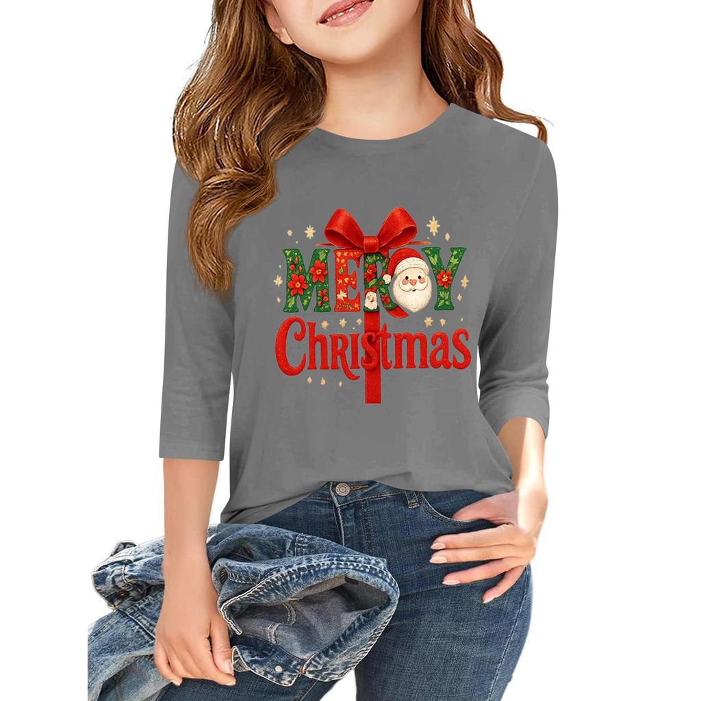 Children's 3/4 Sleeve Independence Day Printed Round Neck Casual T-shirt