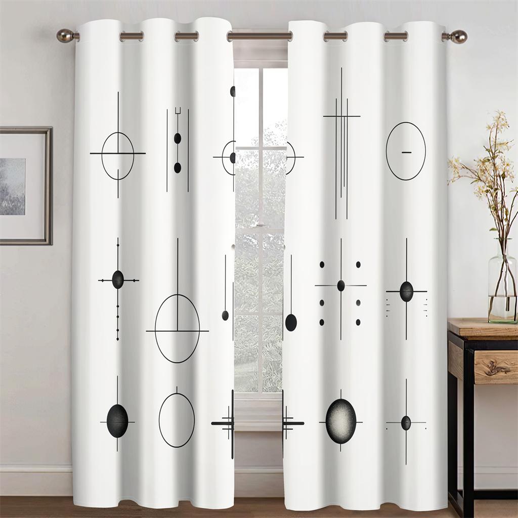 

Черно-белые простые модные линии геометрический узор шторы спальня декор офис гостиная детская комната 2 панели 50W160H(CM)X2PCS&Grommet Top