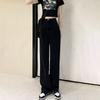 Black and Gray High-waisted Wide-leg Jeans Women's Autumn Clothing New Thin and Drape Straight Mopping Pants Spice Girl Tide
